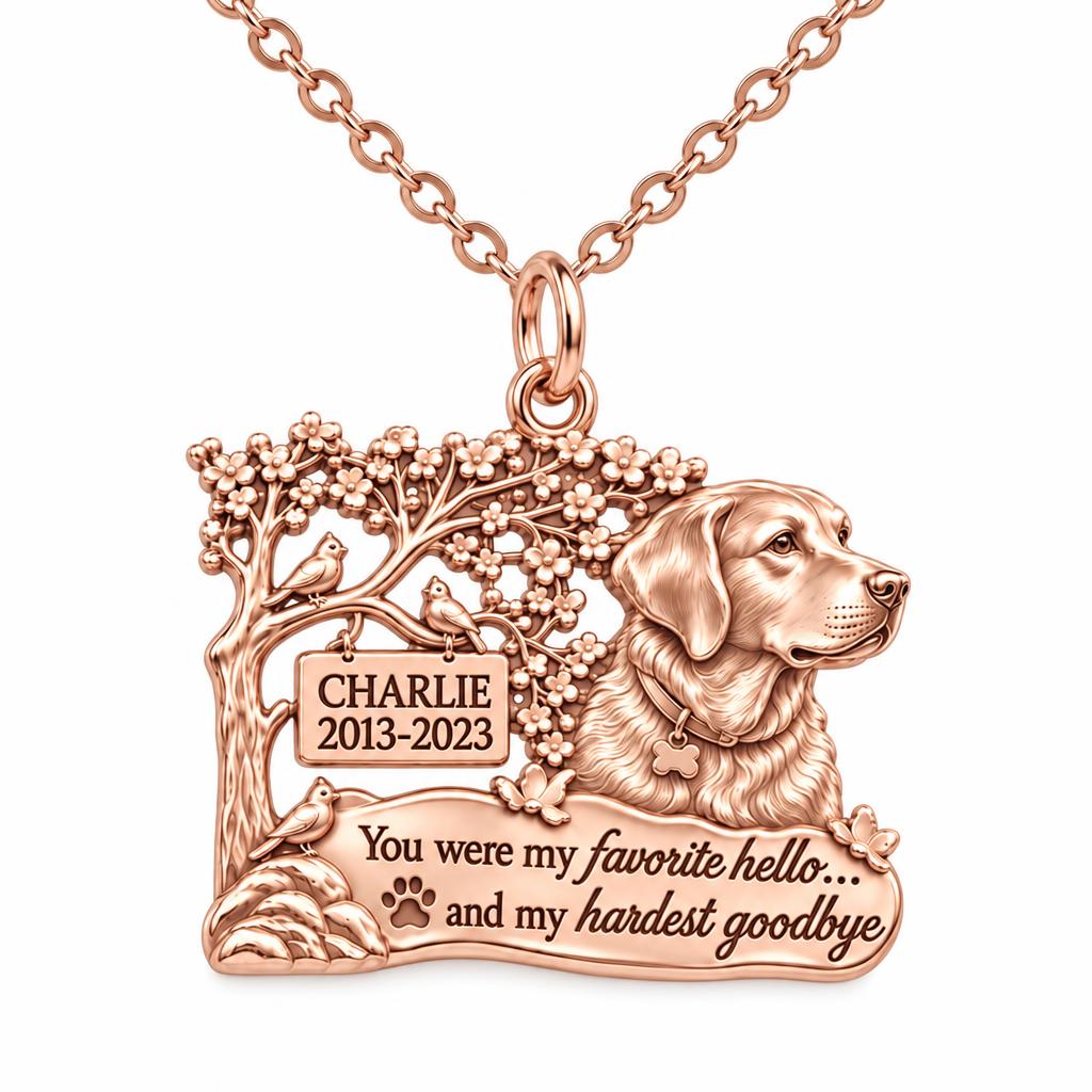 Favorite Hello Pet Memorial Charm Necklace Set – rose gold, front view