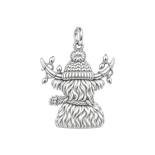 Festive Highland Cow Charm and Polyester Cord Bracelet Set