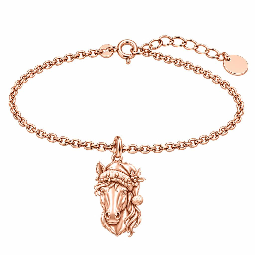 Festive Stable Spirit Charm Bracelet Set – rose gold, front view