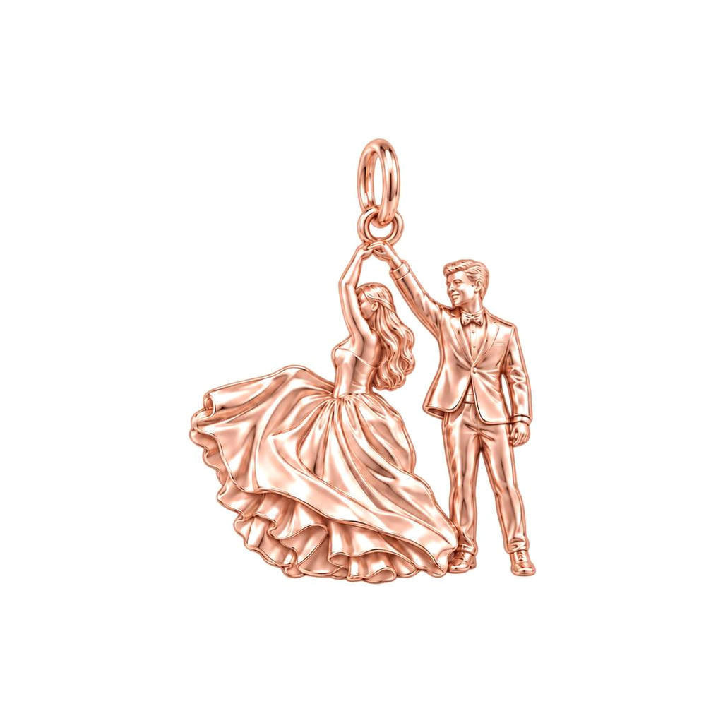 First Dance Silhouette Charm Bracelet – Personalized Couple Gift – rose gold charm, front view