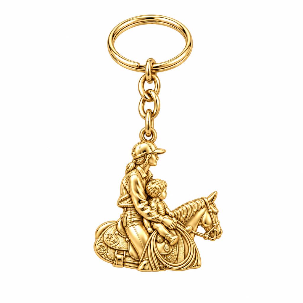 First Ride Together Charm Keychain – 18K gold, front view