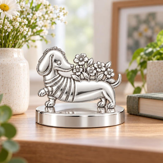 Floral Sweater Dachshund Keepsake Plaque – worn / in use