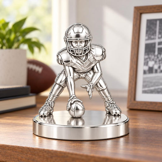 Football Player in Stance Keepsake Plaque – worn / in use