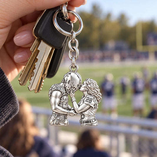 Football Sideline Sweetheart Charm Keychain – worn / in use