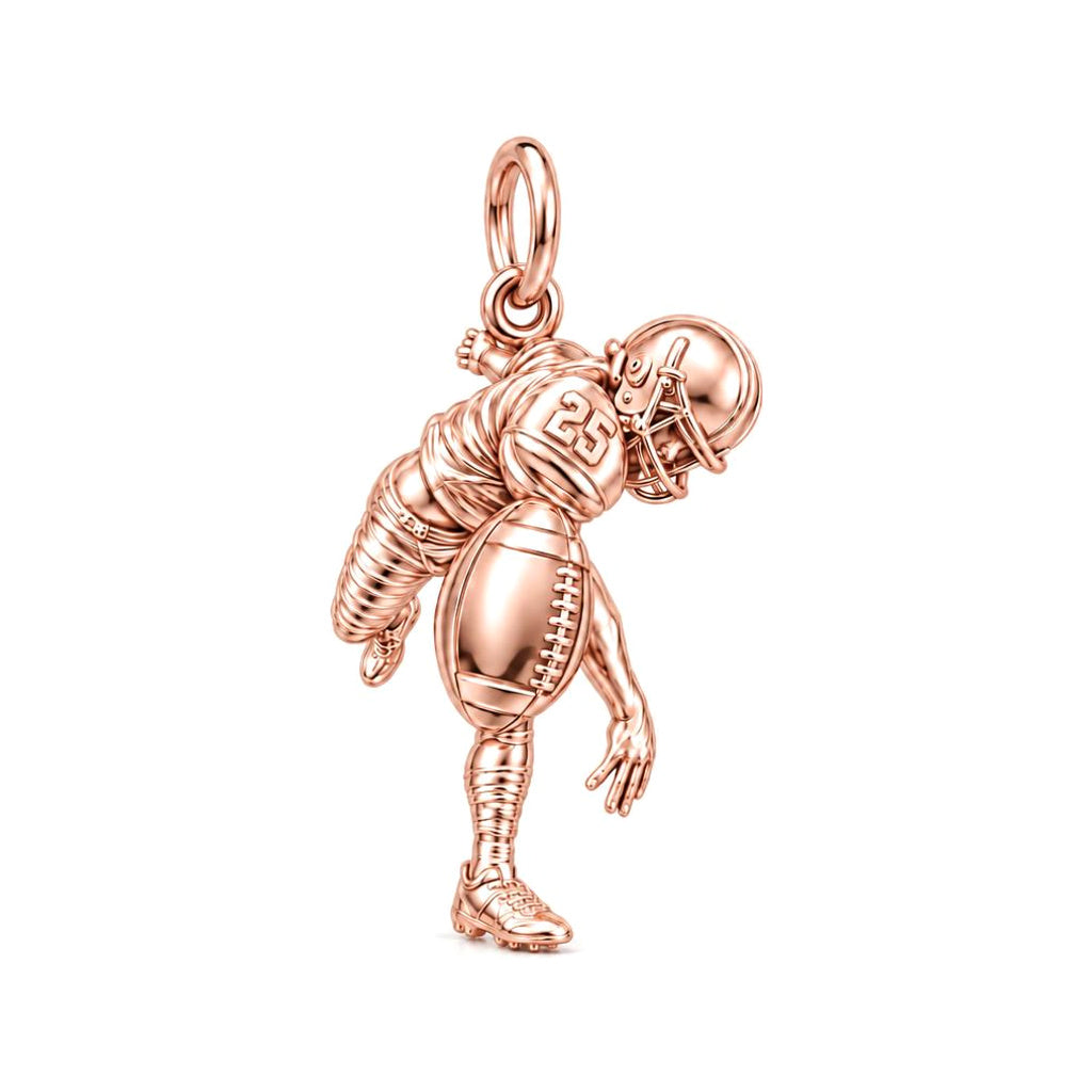 Football Star In Motion Charm Bracelet – Personalized Mom Gift – rose gold charm, front view