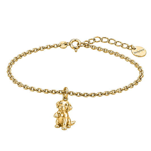 Labrador Retriever charm on adjustable cable chain bracelet — Gold representative example