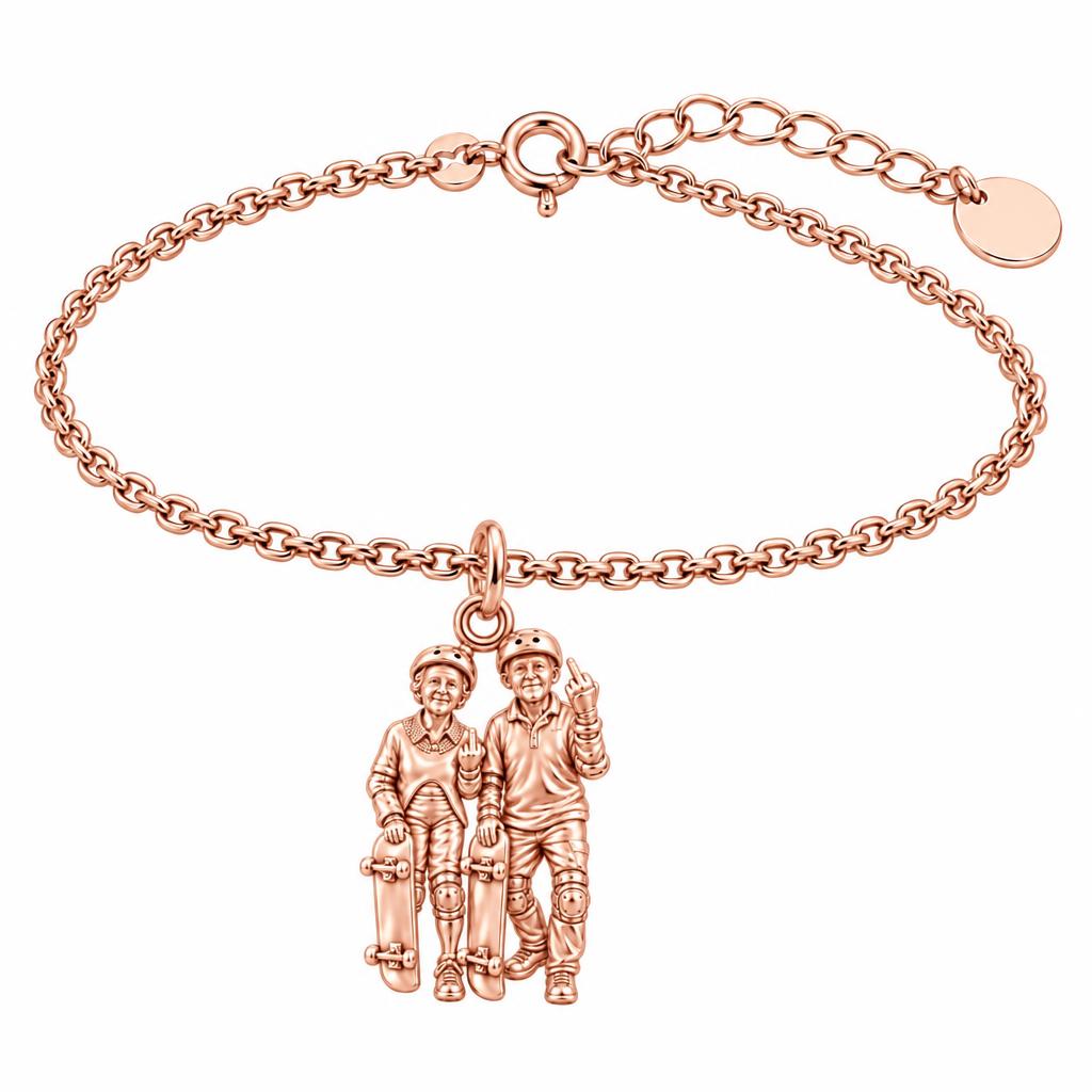 Forever Young Skaters Charm Bracelet Set – rose gold, front view