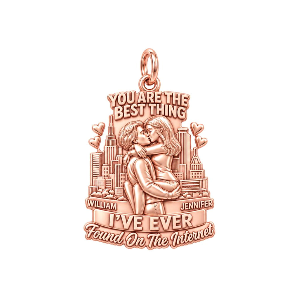 Found On The Internet Charm Bracelet – Personalized Couple Gift – rose gold 2 cm charm, front view