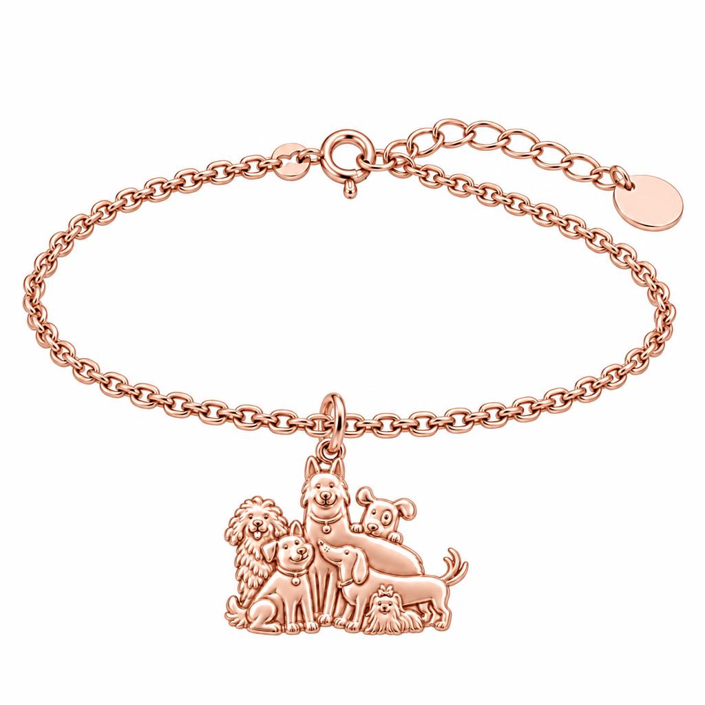 Full House Furry Friends Charm Bracelet Set – rose gold, front view