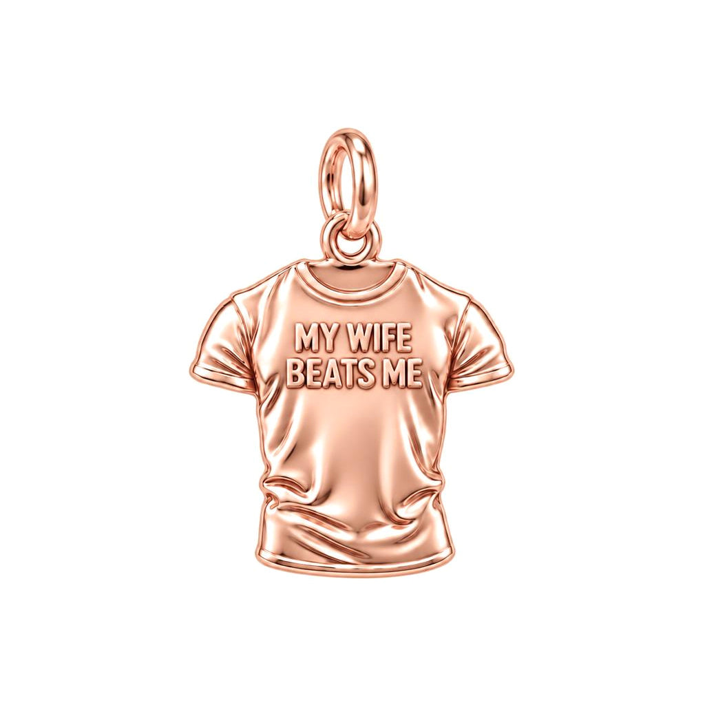 Funny Tee Charm Bracelet – Personalized Husband Gift – rose gold charm, front view
