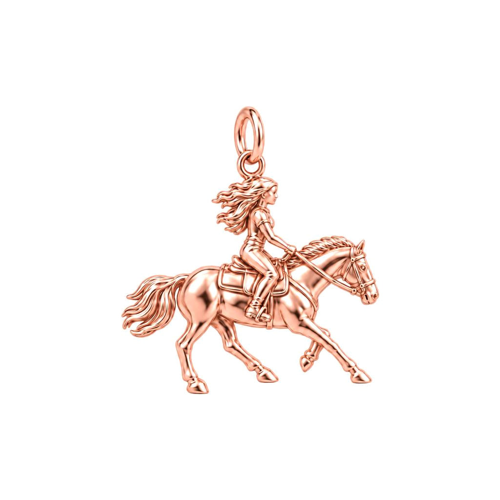 Galloping Grace Charm Bracelet – Personalized Horse Lover Gift – rose gold charm, front view
