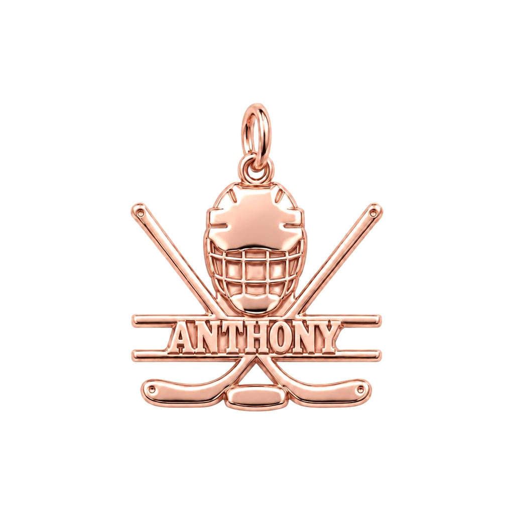 Game Day Goalie Charm Bracelet – Personalized Athlete Gift – rose gold charm, front view