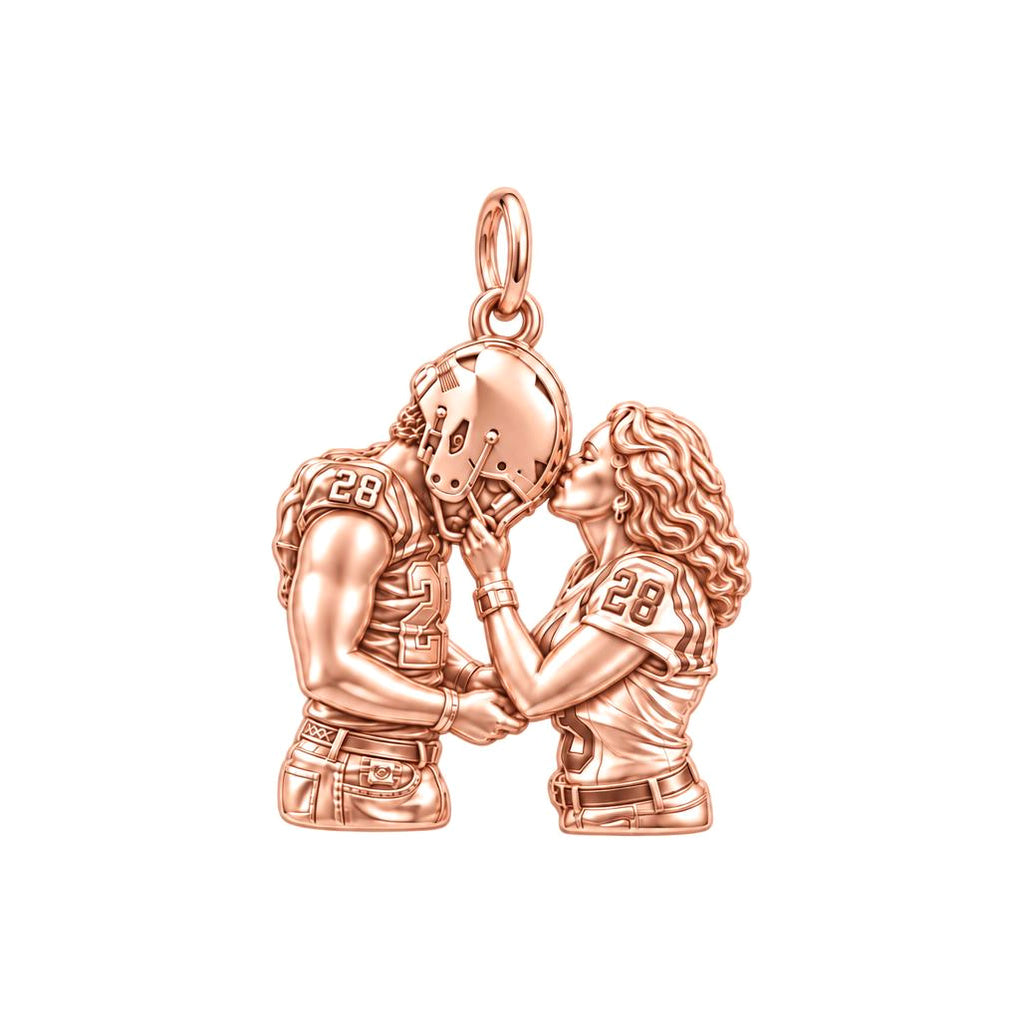 Game Day Kiss Charm Bracelet – Personalized Couple Gift – rose gold charm, front view