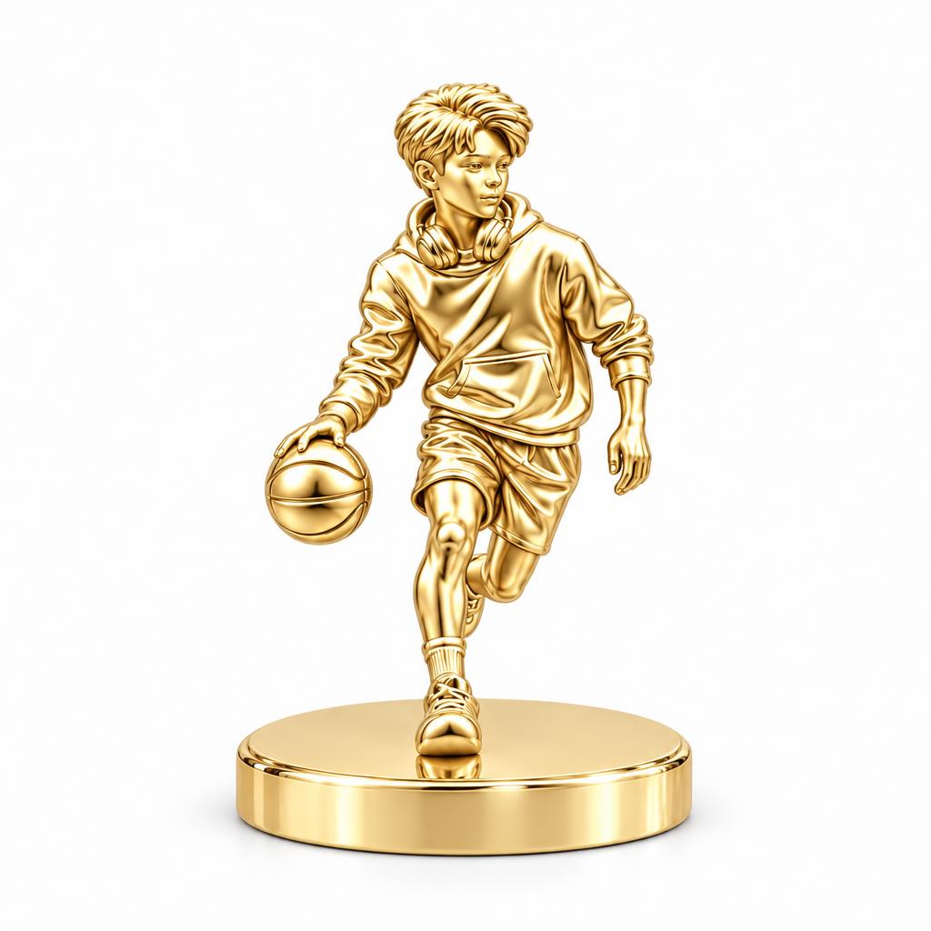 Game Point Dribbler Keepsake Plaque – 18K gold, front view
