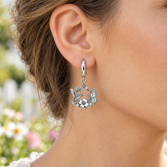 Garden Friends Meadow Huggie Charm Earrings – worn / in use