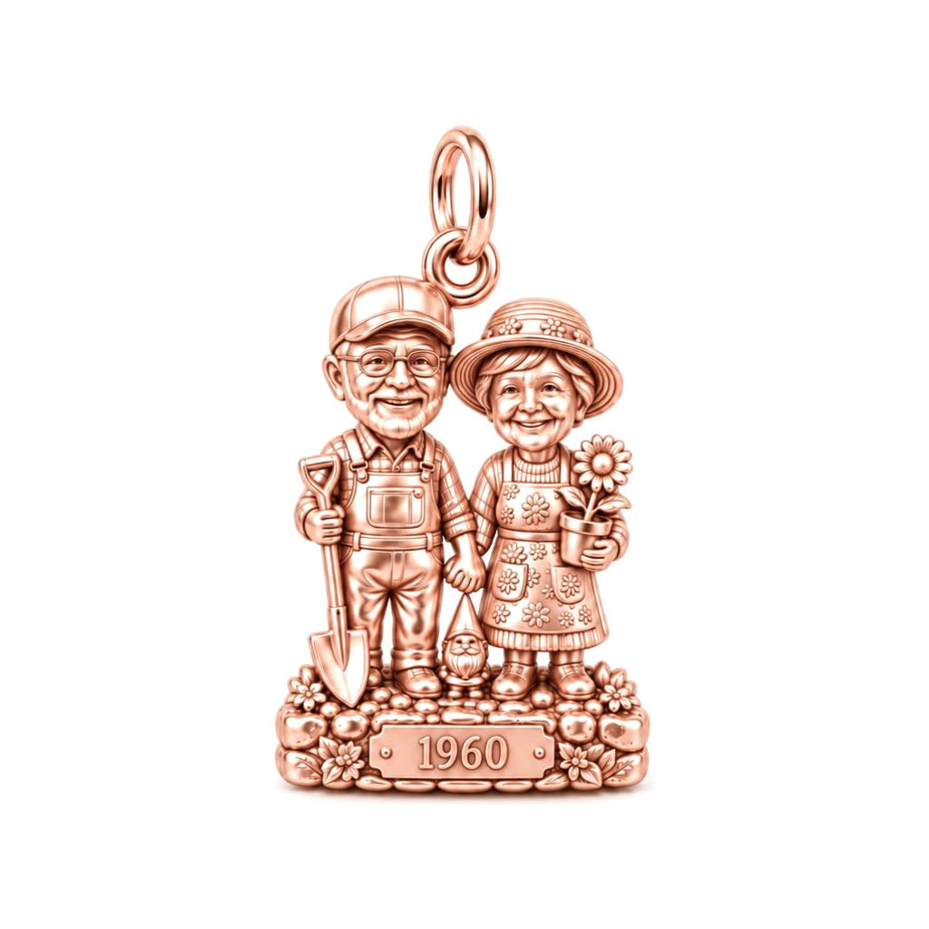 Garden Togetherness Charm Bracelet – Personalized Couple Gift – rose gold 3 cm charm, front view