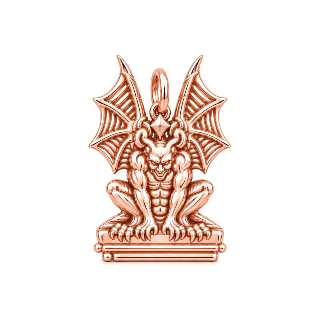 Gargoyle Guardian Charm Bracelet – Personalized Protector Gift – rose gold charm, front view
