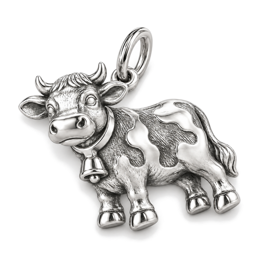 Gentle Dairy Cow Charm — Silver Super Macro | charm-topics-remaining-444-2026-09-14 | topic-292