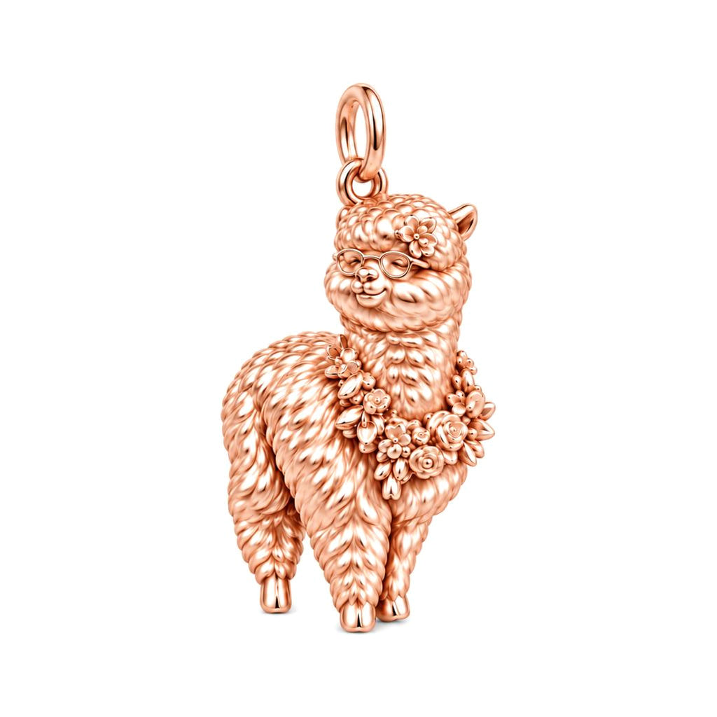 Gentle Flower Sheep Charm Bracelet – Personalized Nana Gift – rose gold charm, front view