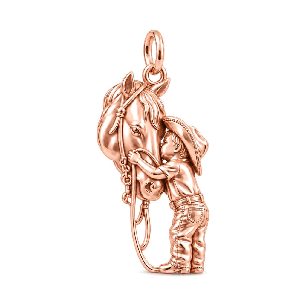 Gentle Horse Hug Charm Bracelet – Personalized Mom Gift – rose gold charm, front view