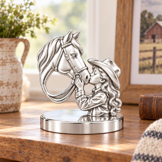 Gentle Horse Kiss Keepsake Plaque – worn / in use
