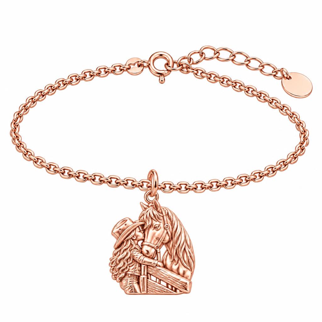 Gentle Spirit Horse Hug Charm Bracelet Set – rose gold, front view