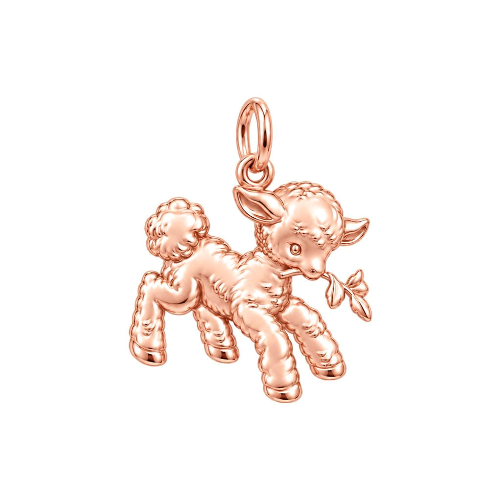 Gentle Spring Lamb Charm Bracelet – rose gold charm, front view