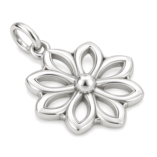 Geometric Bloom Charm — Silver Super Macro | charm-topics-remaining-444-2026-09-14 | topic-418