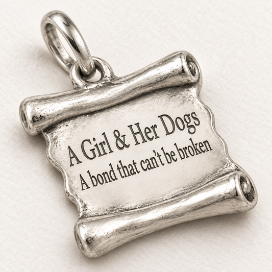 Girl and Her Dogs Charm | extreme oblique super macro surface detail