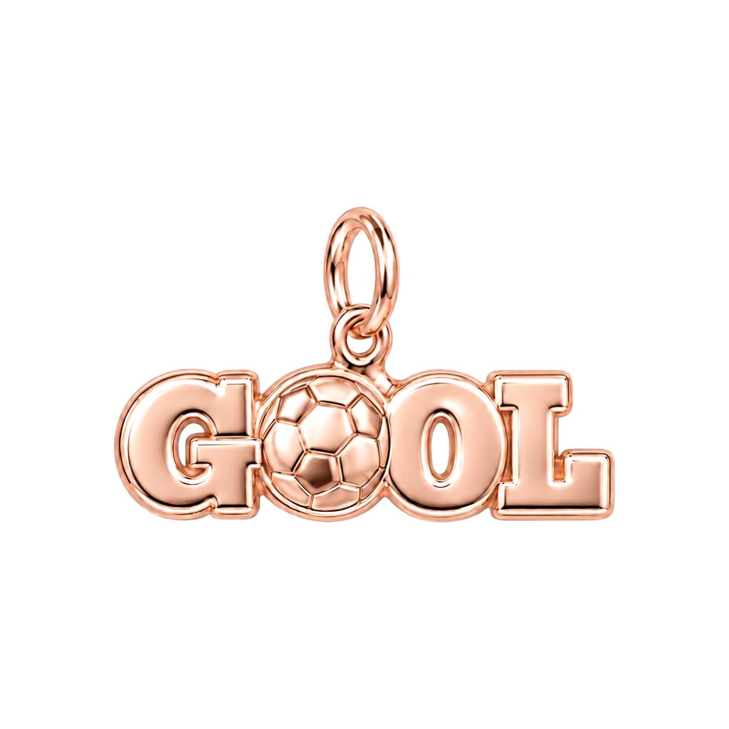 Goal Soccer Ball Charm Bracelet – Personalized Athlete Gift – rose gold charm, front view