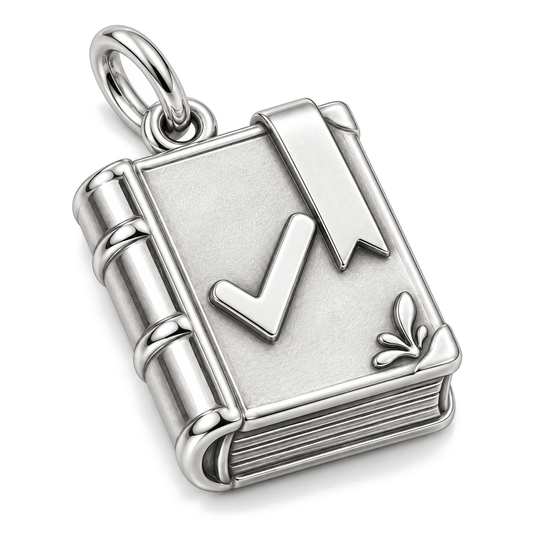 Goals Achieved Journal Charm — Silver Super Macro | charm-topics-remaining-444-2026-09-14 | topic-242