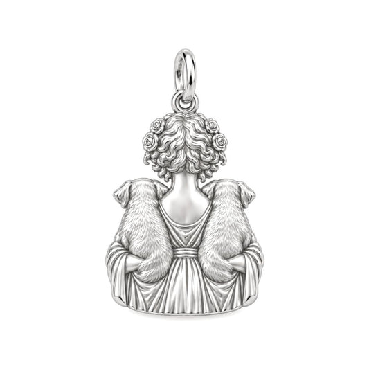Goddess of Two Pups Charm and Polyester Cord Bracelet Set