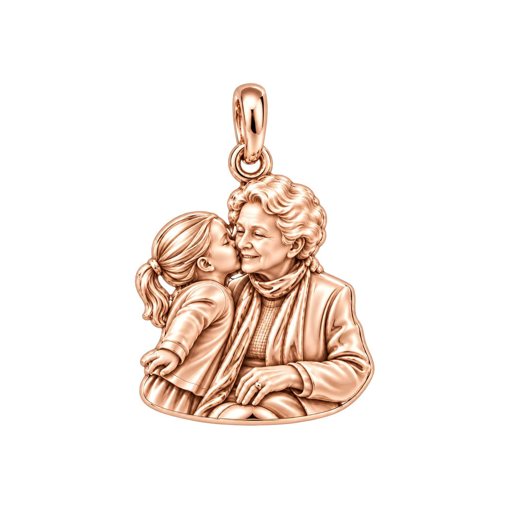 Grandma's Precious Moments Charm Bracelet – Custom Photo Gift – rose gold charm, front view