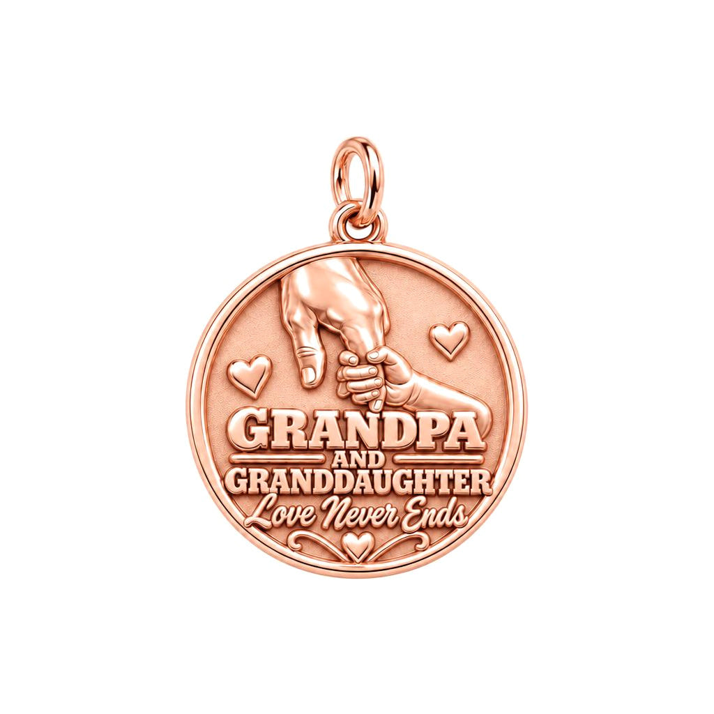 Grandpa and Granddaughter Charm Bracelet – Personalized Gift – rose gold 3 cm charm, front view