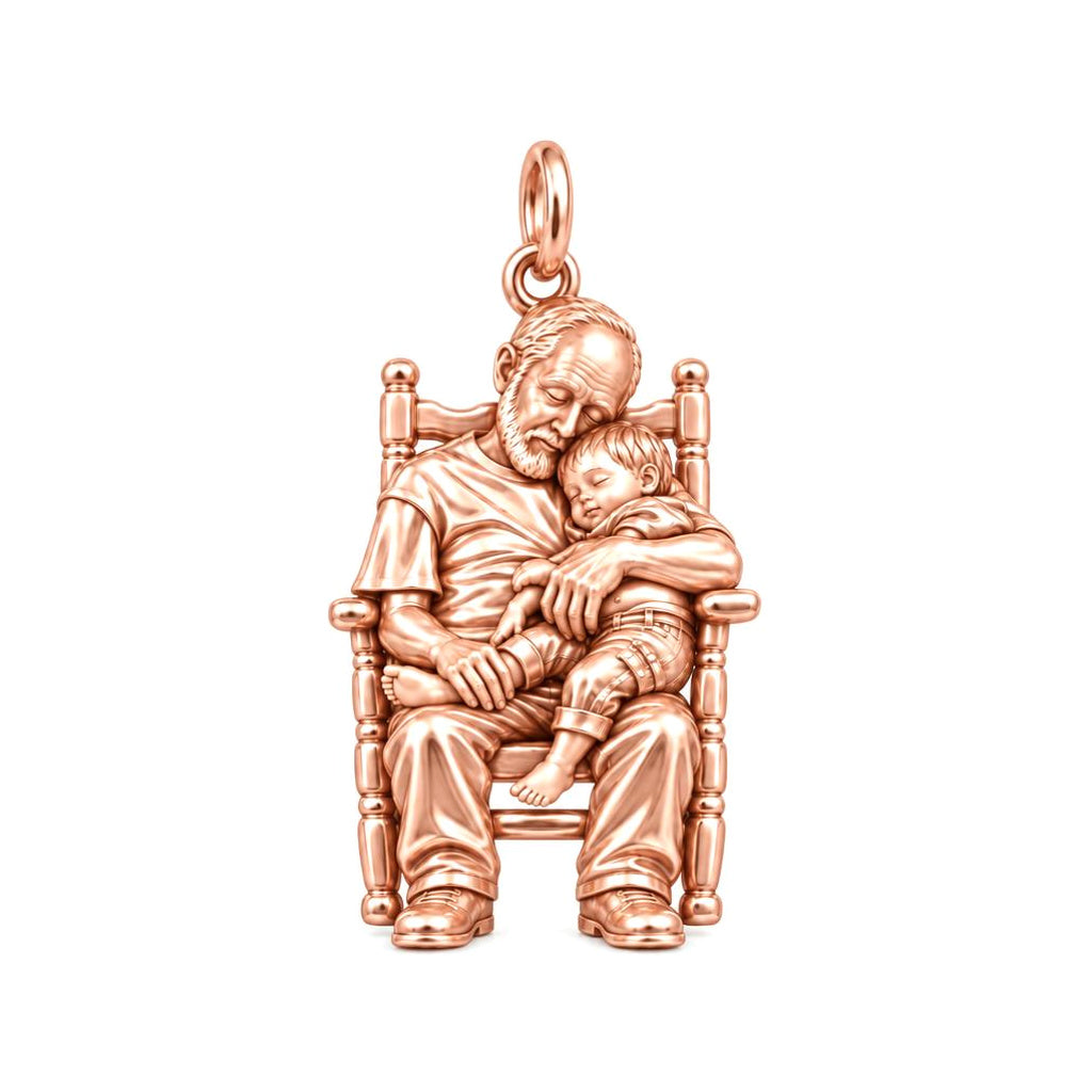 Grandpa's Rocking Chair Nap Charm Bracelet – Personalized Grandpa Gift – rose gold charm, front view