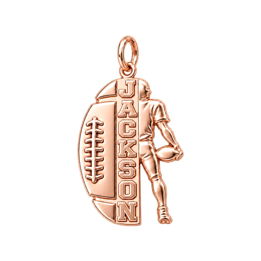 Gridiron Glory Charm Bracelet – Personalized Athlete Gift – rose gold charm, front view