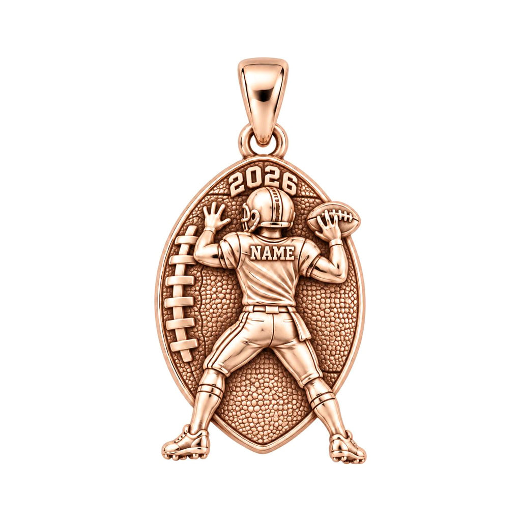 Gridiron Hero Charm Bracelet – Personalized Football Mom Gift – rose gold charm, front view