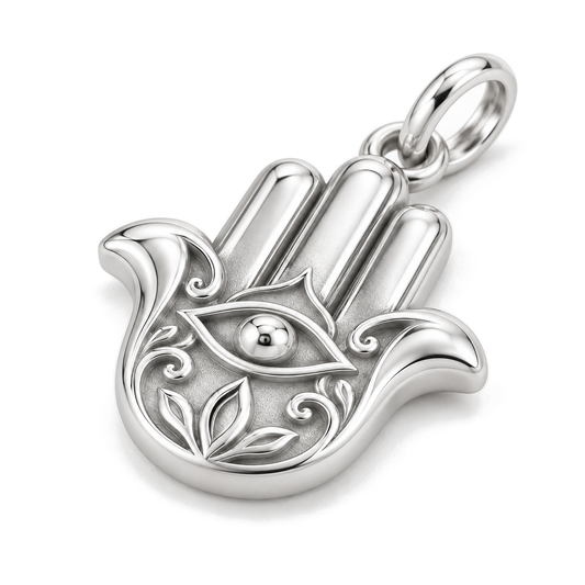 Hamsa Hand Charm — Silver Super Macro | charm-topics-remaining-444-2026-09-14 | topic-011