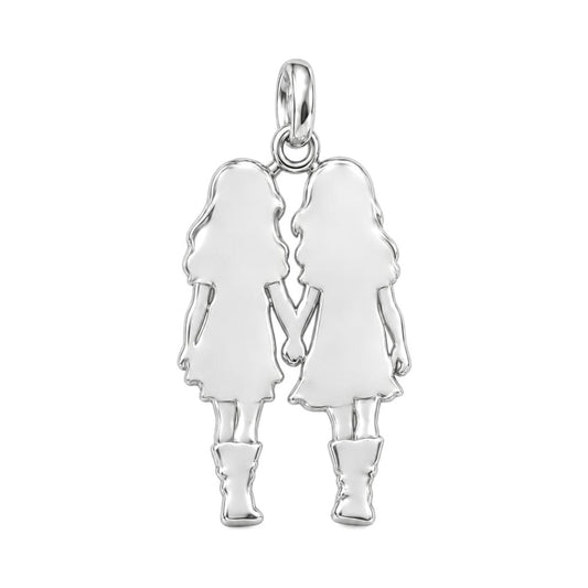 Hand in Hand Sisters Charm Bracelet – Personalized Mom Gift – back of the charm, engraving area