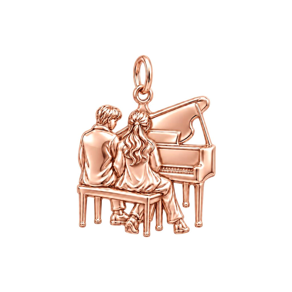 Harmonious Duet Charm Bracelet – Personalized Couple Gift – rose gold charm, front view