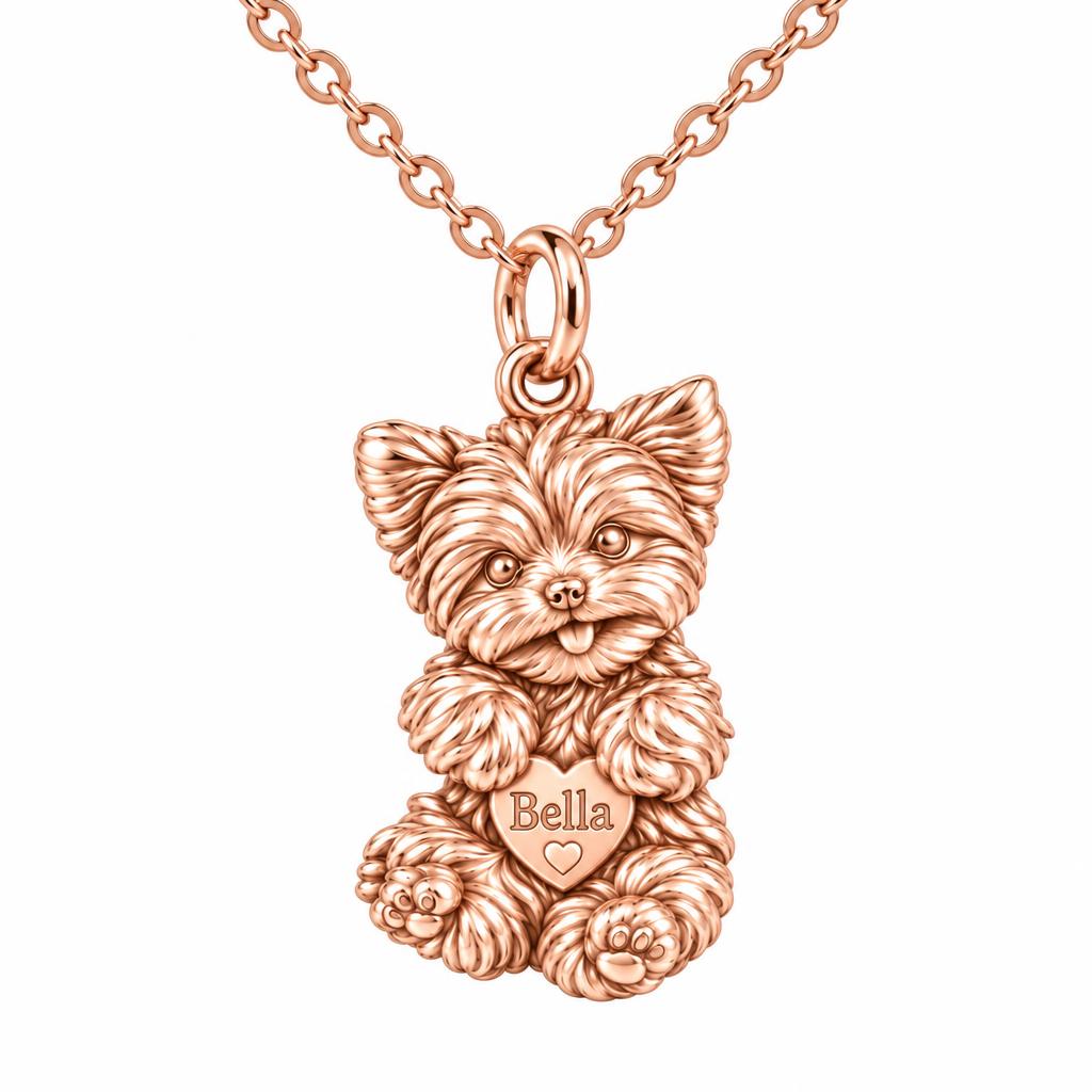 Heartfelt Fluffy Best Friend Charm Necklace Set – rose gold, front view