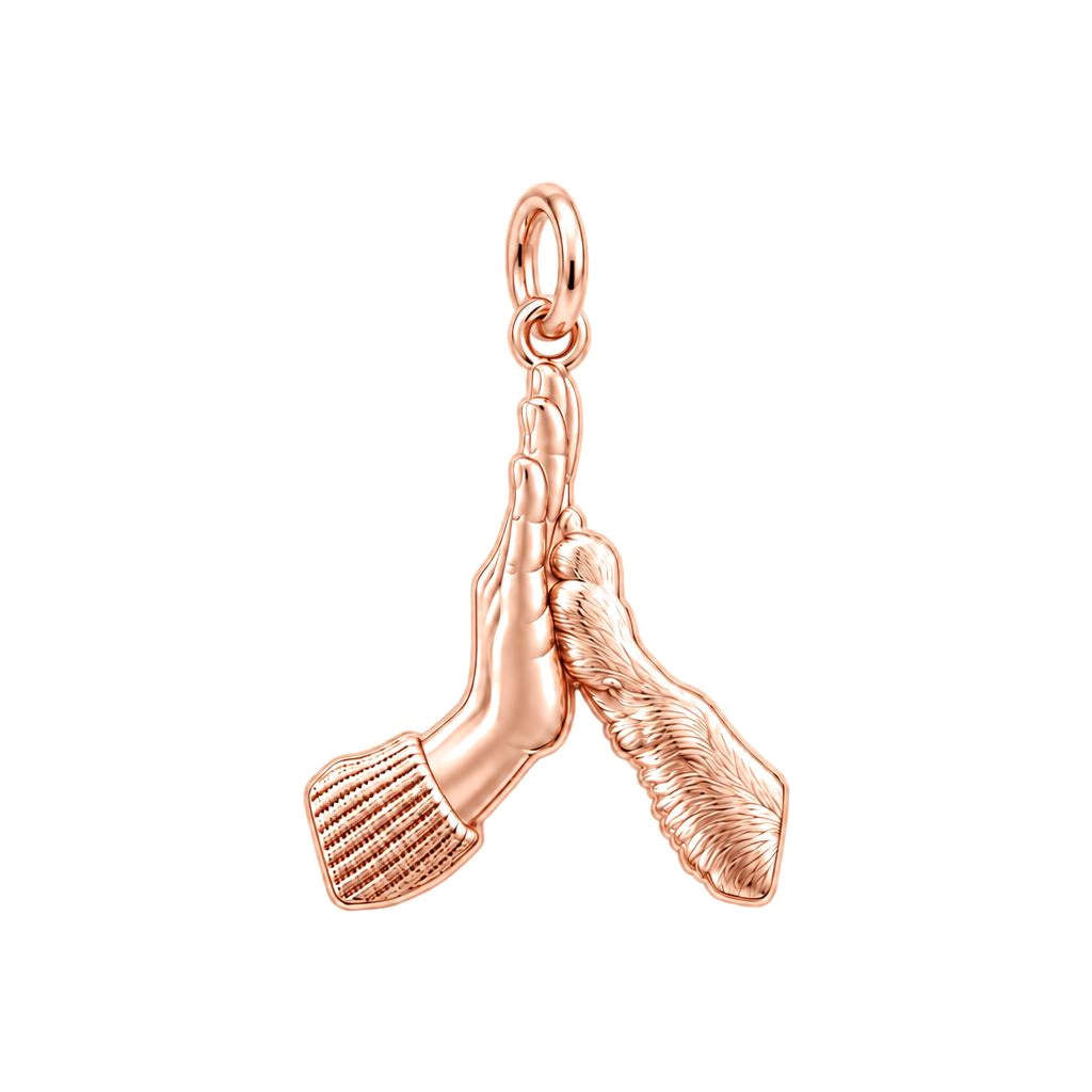 High Five Paw Charm Bracelet – Personalized Dog Mom Gift – rose gold charm, front view
