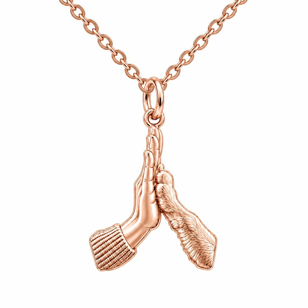 High Five Paw Charm Necklace Set – rose gold, front view