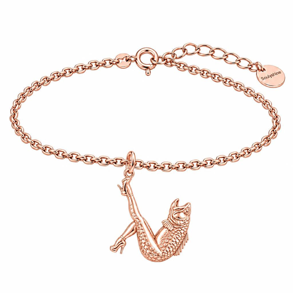 High Heels Fish Charm Bracelet Set – rose gold, front view