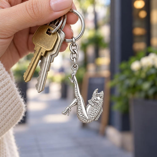 High Heels Fish Charm Keychain – worn / in use