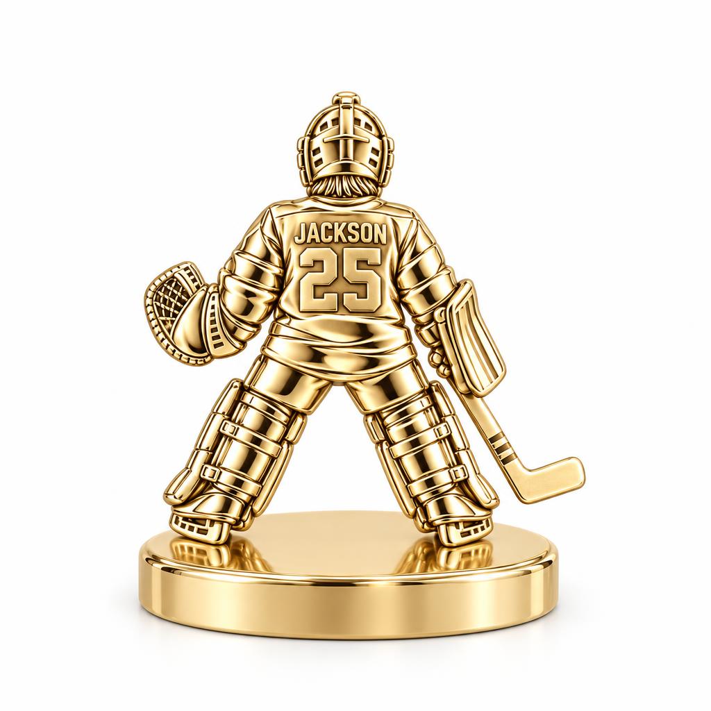 Hockey Goalie Stand Tall Keepsake Plaque – 18K gold, front view