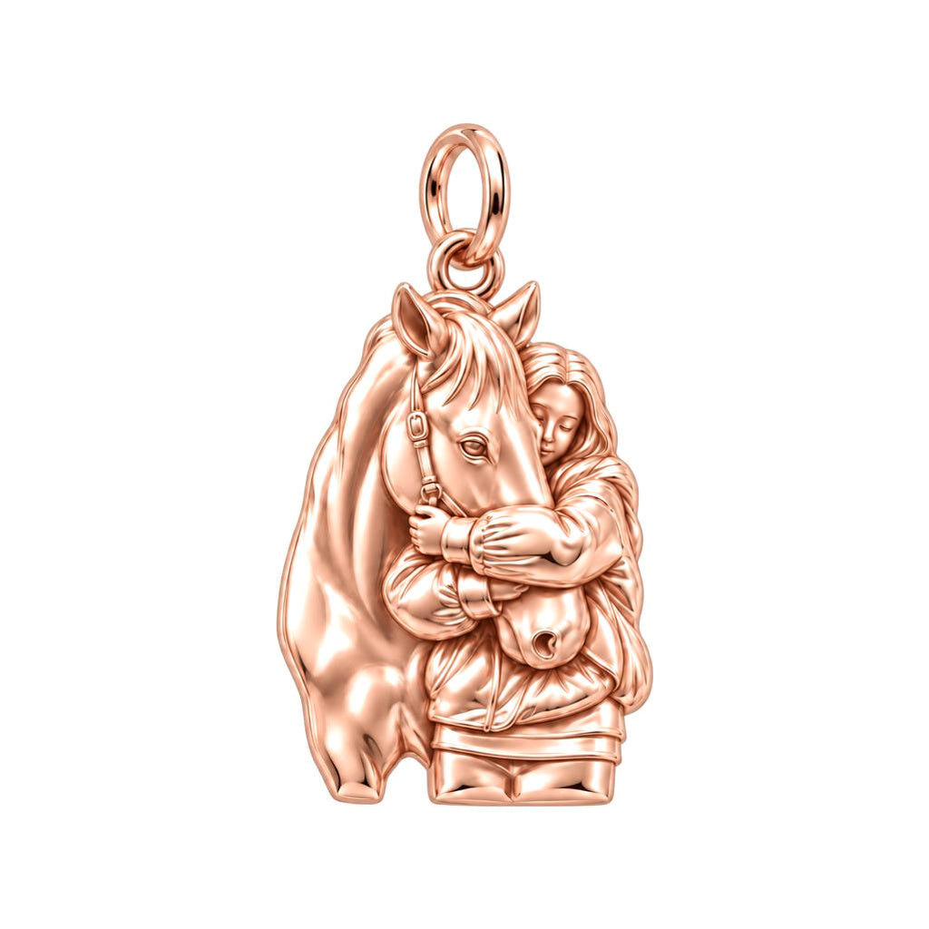 Horse Hug Charm – rose gold charm, front view