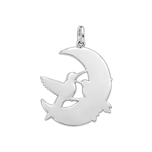 Hummingbird Moon Charm Bracelet – Personalized Memorial Gift – back of the charm, engraving area