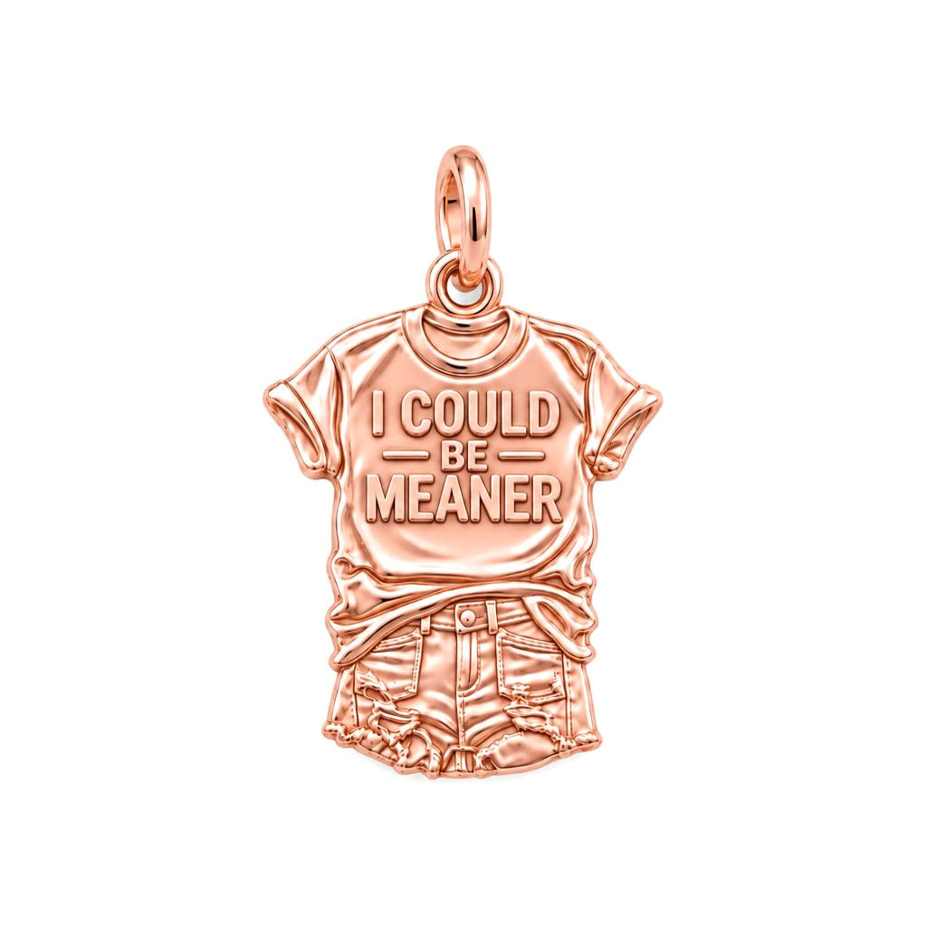 I Could Be Meaner Charm Bracelet – Personalized Bestie Gift – rose gold charm, front view