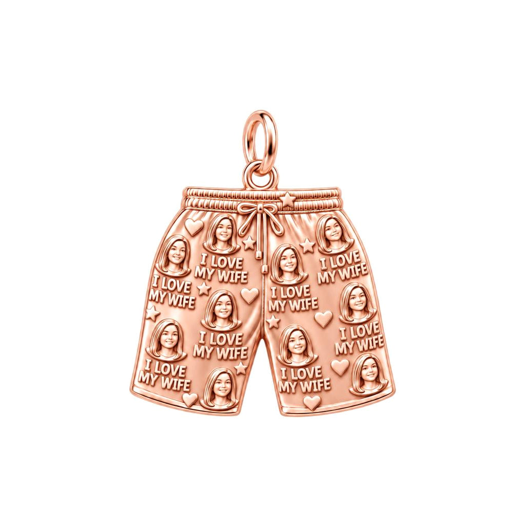I Love My Wife Charm Bracelet – Personalized Husband Gift – rose gold 2 cm charm, front view